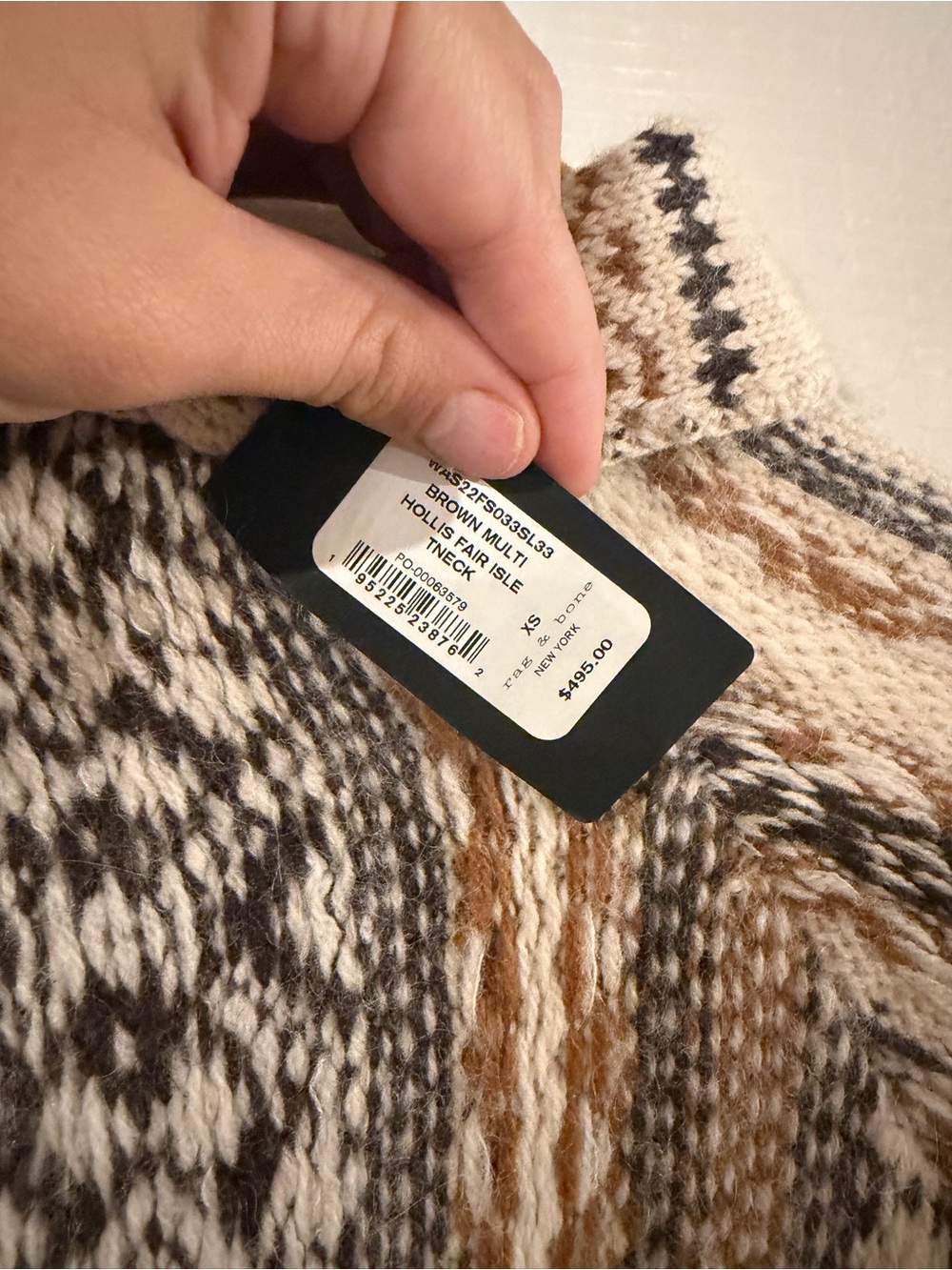 Rag & Bone Hollis Fair Isle Alpaca Wool Sweater XS NWT $495 Retail - Picture 5 of 7